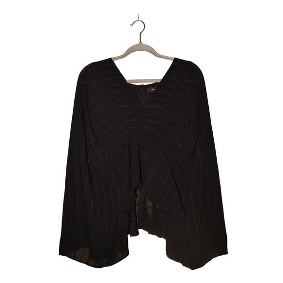 LULUS $56 More to Adore Black Striped Long Sleeve Top V-Neck Medium - Picture 1 of 3